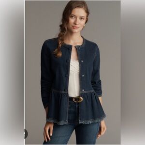 Pilcro Dark Indigo Peplum Denim Jacket - Large- Like New
